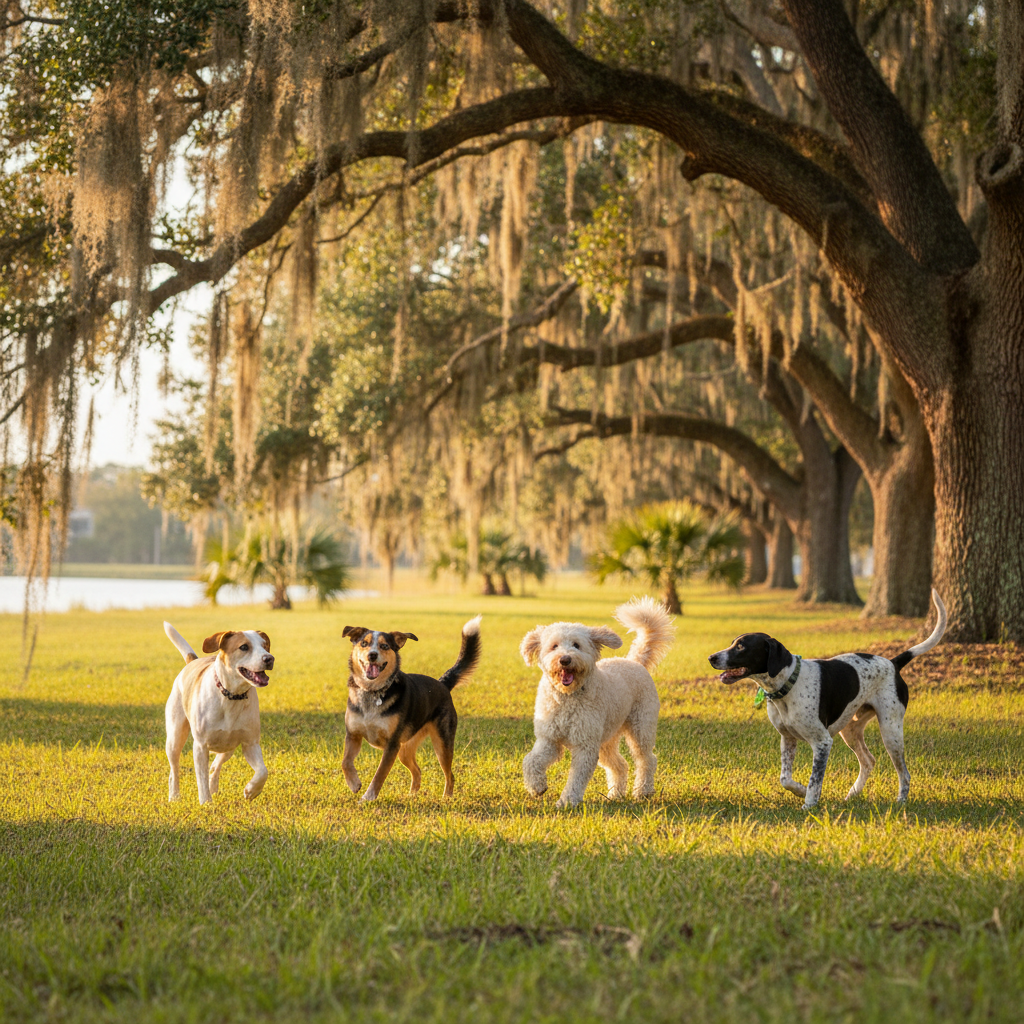 Bo, Molly, Luna, and Ziti in Low Country
